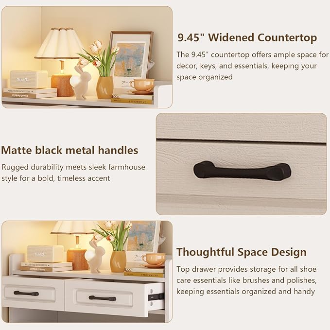 Shoe Organizer Cabinet with 3 Doors and 2 Drawers