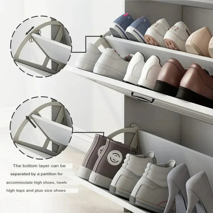 Shoe Organizer Cabinet with 3 Doors and 2 Drawers